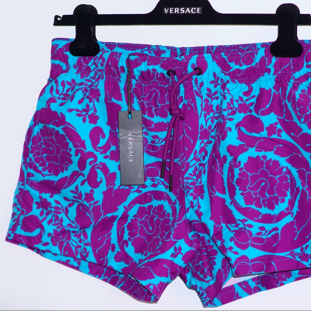 Versace Baroque Pattern Drawstring Swim Shorts - image 4